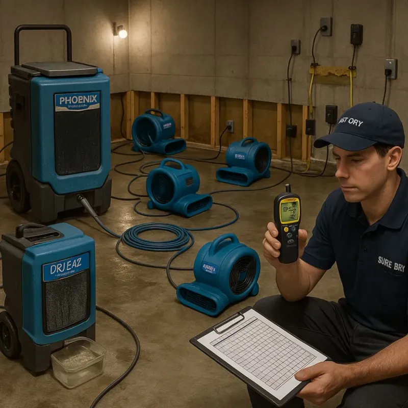 Structural Drying and Dehumidification process in Oak Park Heights, MN